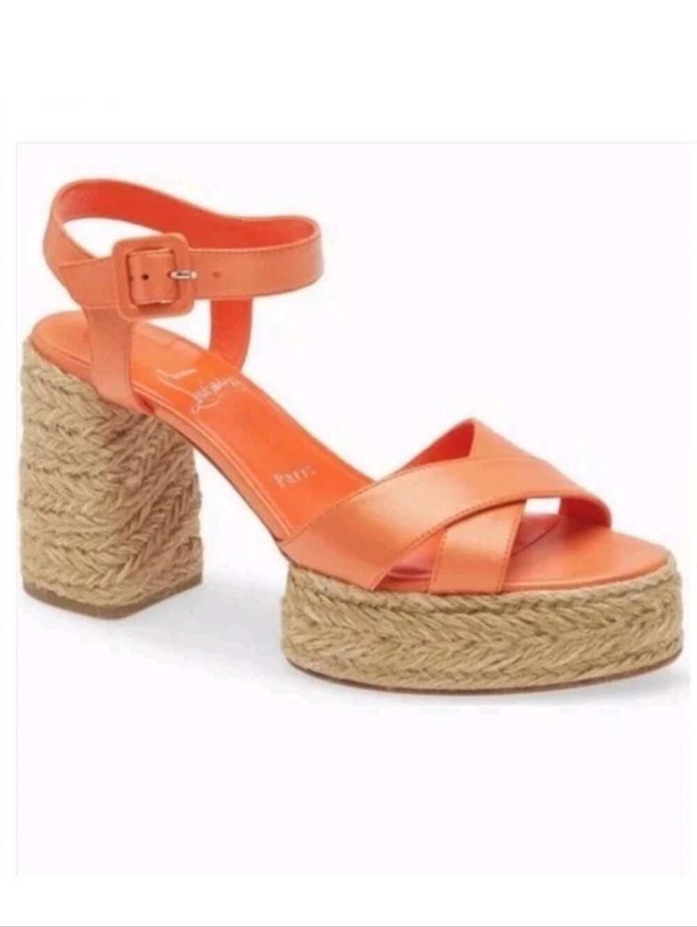 $995 Christian Louboutin CALAKALA 70 Platform Espadrille Orange EU 39 US 9 NIB